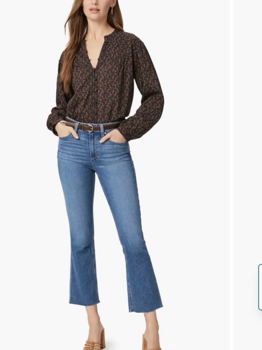Paige Collette raw hem crop flare jeans in Starlet